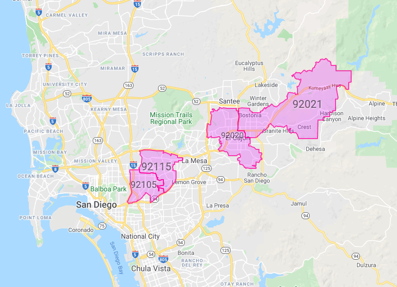 Zip codes map